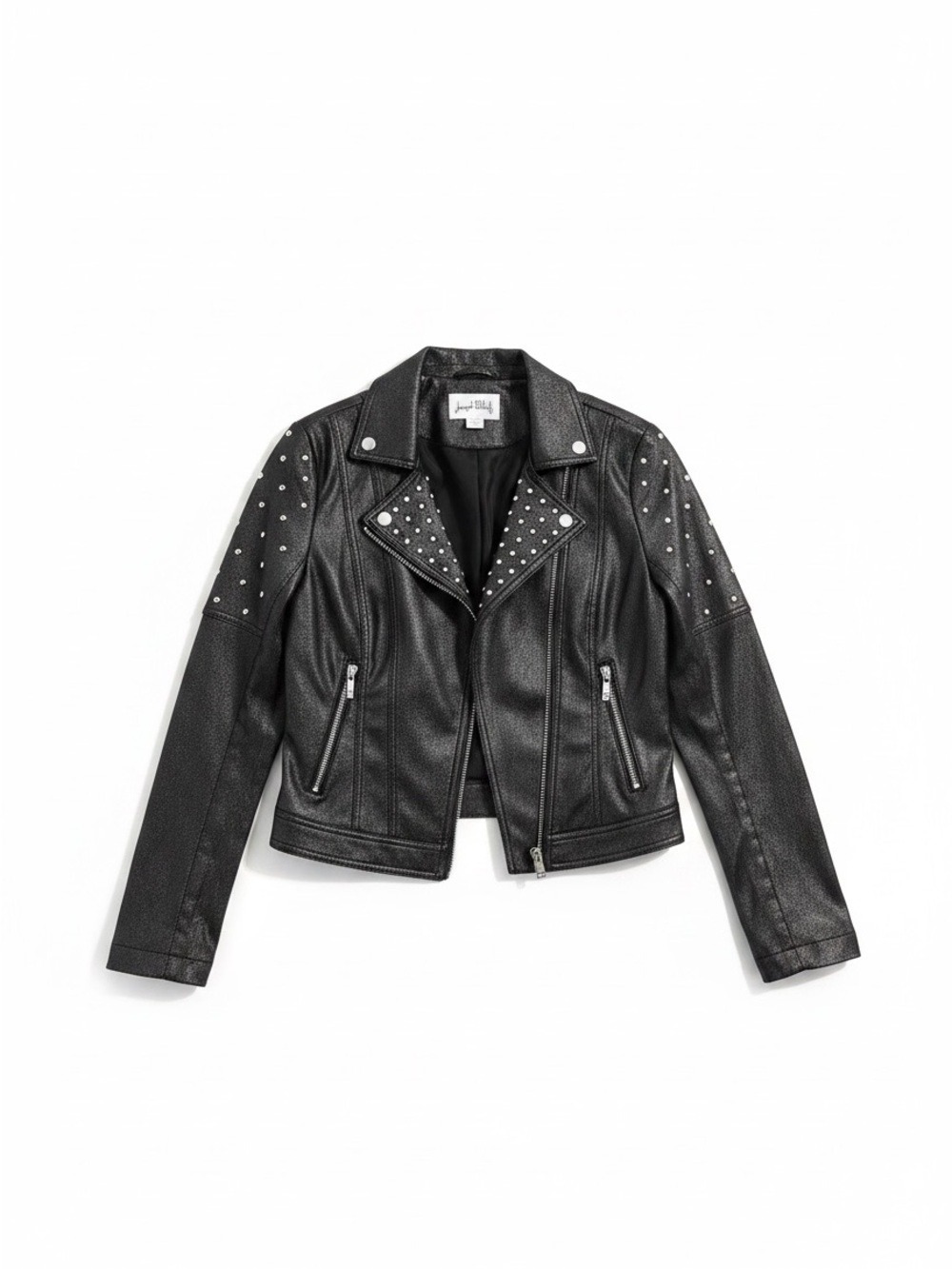 Joseph Ribkoff Studded Black Biker Moto Jacket Silver Studs Medium - Picture 2 of 10